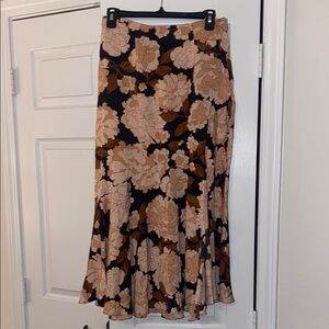 Floral Midi Skirt with Ruffle Hem